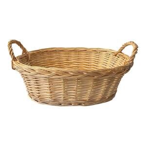 Wicker Basket with Handles Oval Natural Tan